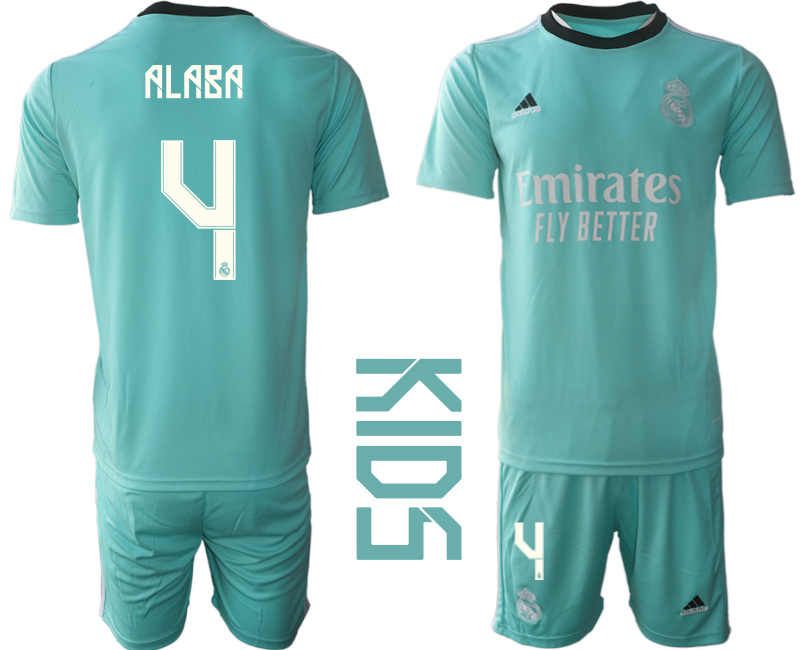 Youth 2021-2022 Club Real Madrid Second away blue #4 Soccer Jersey